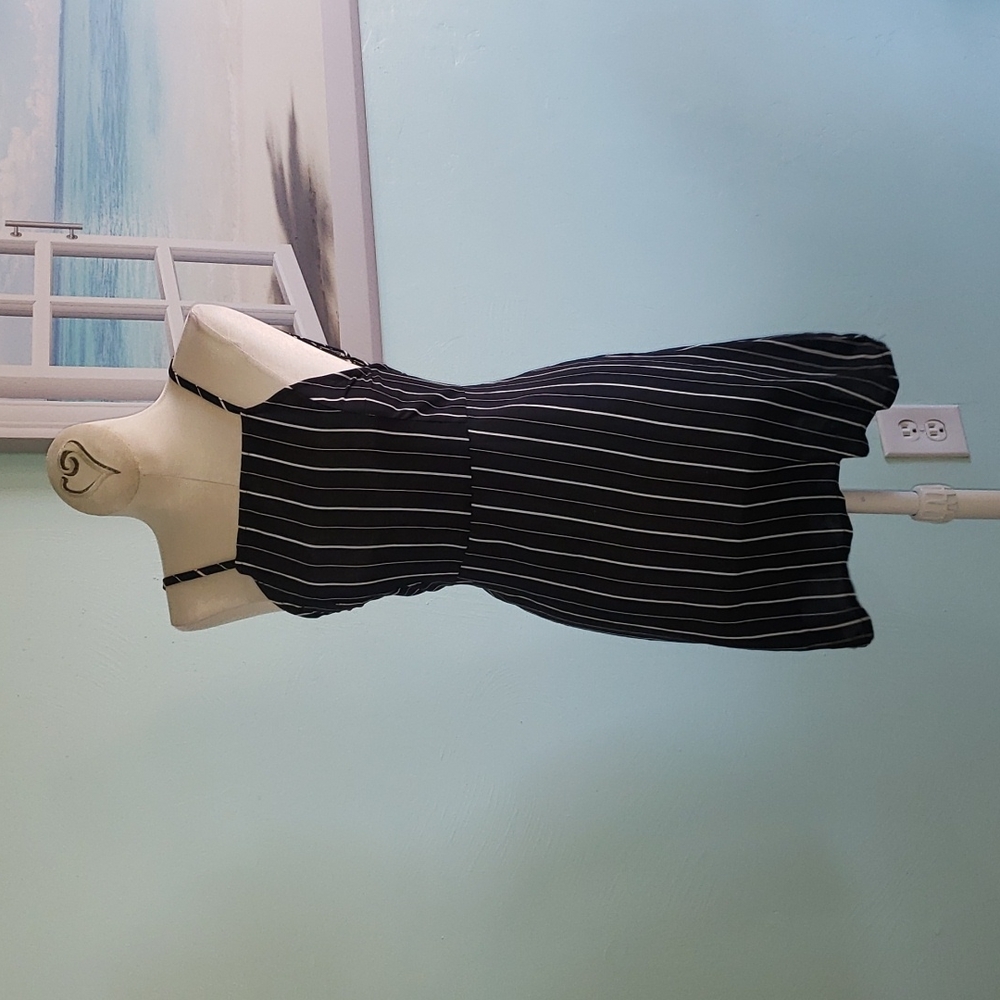 Zaful Striped Open Back Mini Dress Blue White Small NWT